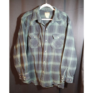 CE Schmidt Workwear Men’s 2XL Green Blue Plaid Heavy Flannel Shirt Jacket Layers